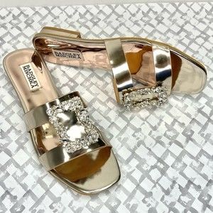 Badgley Mischka Collection Josette Slide Sandals, Champagne Gold, size 8